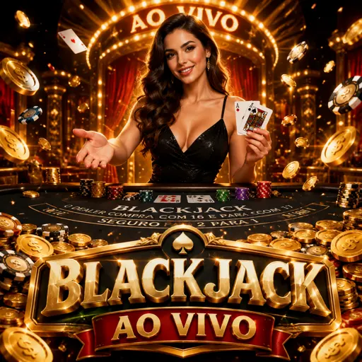 Mesa de blackjack ao vivo com dealer em estúdio de cassino